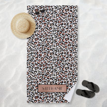 Rosa Chique Dourado Estampa de Leopardo Personaliz