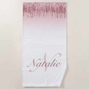 Toalha De Praia Rosa dourado com cintilação brilhante