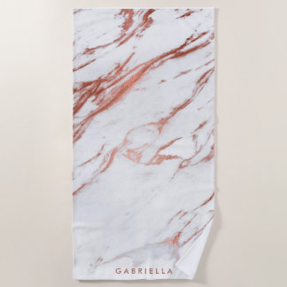 Toalha De Praia Rosa Dourado Marble