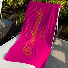 Toalha de Praia Rosa Personalizada Minimalista par