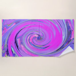 Toalha De Praia Rosa Quente Colorida e Roxo Boho Hippie Swirl
