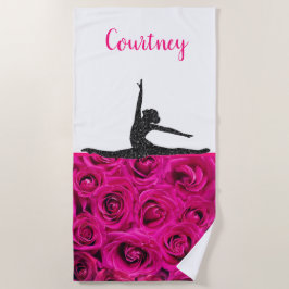 Toalha De Praia Rosas Rosa Glitter Gymnast Beach Towel