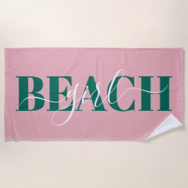Toalha De Praia roteiro de tipografia moderna rosa verde praia cit