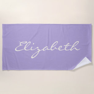 Toalha De Praia Roteiro Manuscrito Personalizado Elegante Lavanda