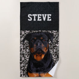 Toalha De Praia Rottweiler Cachorro Camo Nome Animal Legal