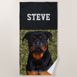 Toalha De Praia Rottweiler Cachorro Camo Nome Animal Legal