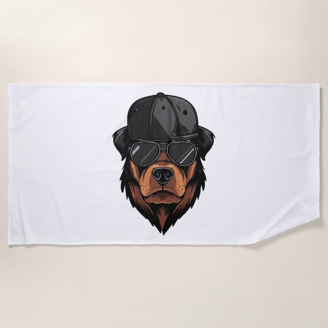 Toalha De Praia Rottweiler Gangster (Frente)