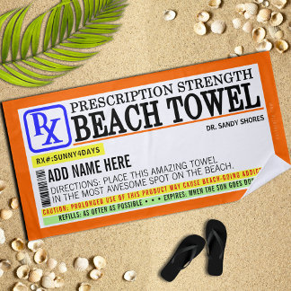 Toalha De Praia Rótulo de Impressão Engraçado