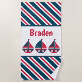 Toalha De Praia Roupa de praia personalizada com barcos à vela