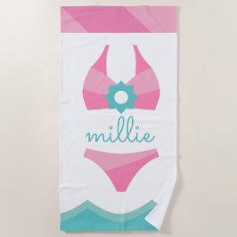 Toalha De Praia Roupa de praia personalizada de biquíni rosa