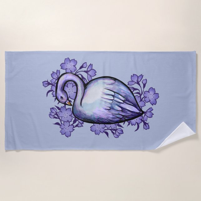 Toalha De Praia Roxo Swan Art (Frente)