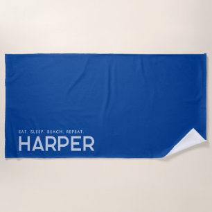 Toalha De Praia Royal Blue Personalised Slogan Beach Towel
