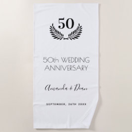 Toalha De Praia Rua branca negra do aniversário de 50 anos de casa