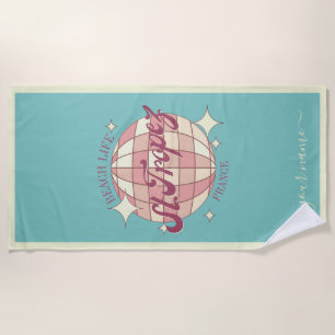 Toalha De Praia rua santo Tropez retro vintage blue Beach Towel