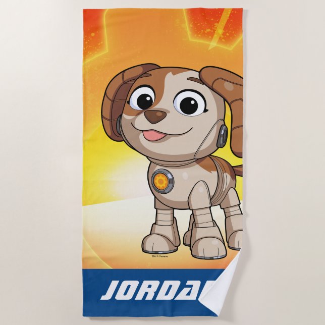 Toalha De Praia Rua Sésamo | Mecha Builders Tango | Adicionar nome (Frente)