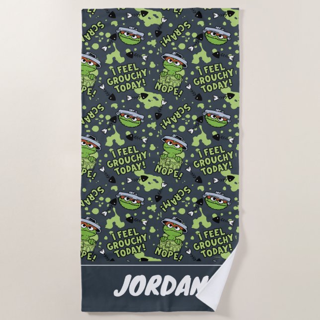 Toalha De Praia Rua Sésamo | Oscar the Grouch | Adicionar nome (Frente)