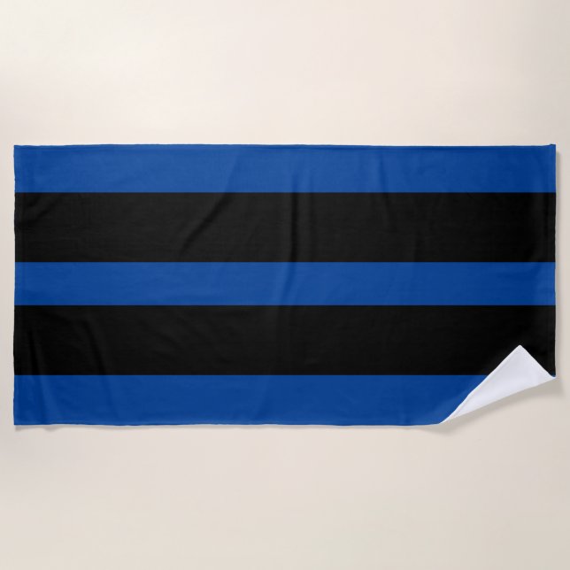 Toalha De Praia Rugby Preto e Azul (Frente)