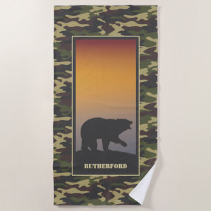 Toalha De Praia Rugido de Urso e Camo