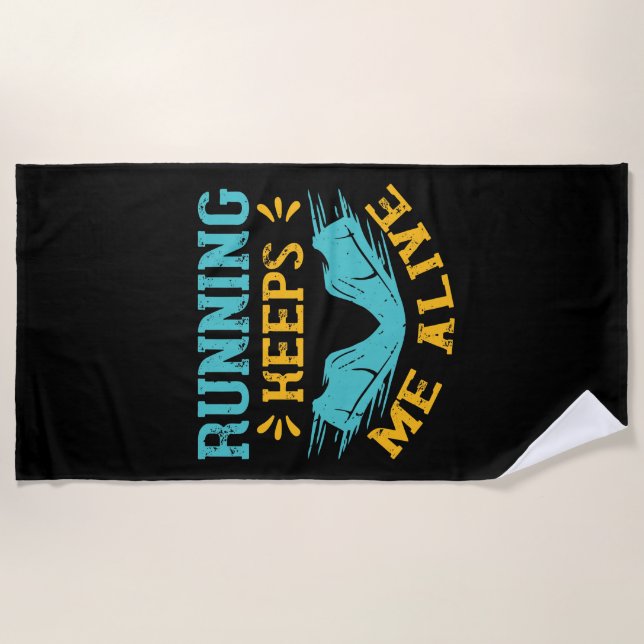 Toalha De Praia Running - Running keeps me alive (Frente)