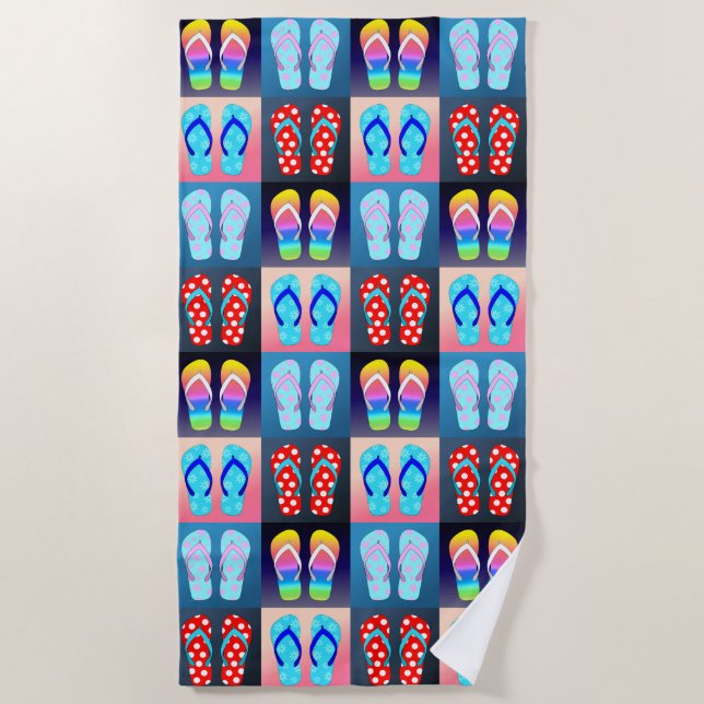 Toalha De Praia Sacudir Flop Pop Art Pattern Beach Towel (Frente)