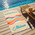 Toalha De Praia Salty Mom Coastal Summer Vibes<br><div class="desc">This Salty Mom coastal-inspired design captures the spirit of summer by the sea. Featuring a laid-back beach vibe and personalized with mom’s name,  it’s perfect for warm days,  ocean escapes,  and relaxed summer routines. A stylish choice for moms who live for sunshine and salty breezes.</div>