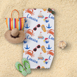 Toalha De Praia Sandals and Sunvidles Summer Name Patterno