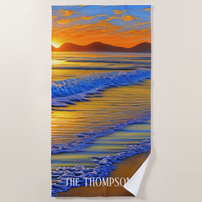 Toalha De Praia Sandy Beach Sunset (Frente)