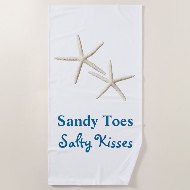 Toalha De Praia Sandy Toes Salty Kisses Beach Towel (Frente)