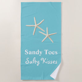 Toalha De Praia Sandy Toes Salty Kisses Blue Beach Towel