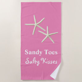 Toalha De Praia Sandy Toes Salty Kisses Pink Beach Towel