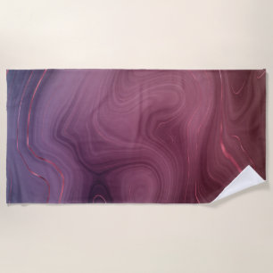 Toalha De Praia Sangria Strata   Moody Pink e Purple Luxe Agate
