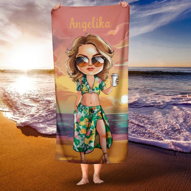 Toalha De Praia Sassy Summer Lady Personalidade (Criador carregado)