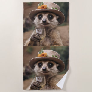 Toalha De Praia "Saúde à vida: Gran Meerkat desfruta do vidro do v