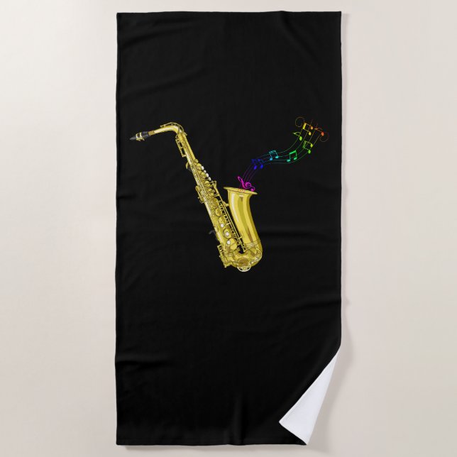 Toalha De Praia Sax, músico saxofone (Frente)