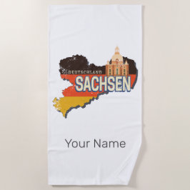 Toalha De Praia Saxónia Alemanha - Mapa Retro do Estado Vintage So