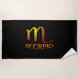 Toalha De Praia Scorpio Star Dourada