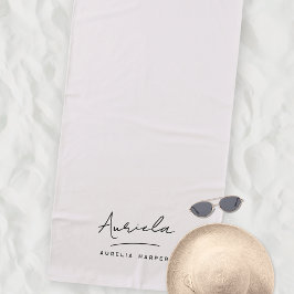 Toalha De Praia Script minimalista de Na moda neutro monograma