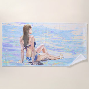 Toalha De Praia *~* Sea AR29 Shore Beach Woman Sun bathe Shore
