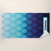 Sea How Blue Name Beach Towel