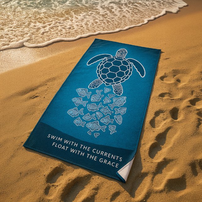 Toalha De Praia Sea Turtle Beach Towel - Natação com as Correntes (Criador carregado)