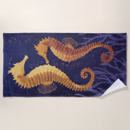 Toalha De Praia Seahorses Illustration – Elegant Ocean Art