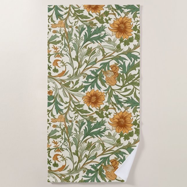 Toalha De Praia Seamless Arts and Crafts style repeating pattern (Frente)