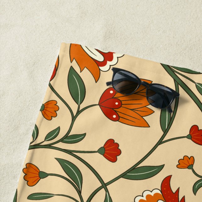 Toalha De Praia Seamless floral pattern in beige background (In Situ)