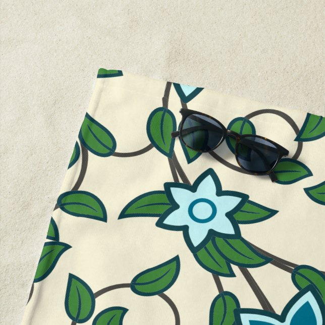 Toalha De Praia Seamless floral pattern on beige background (In Situ)