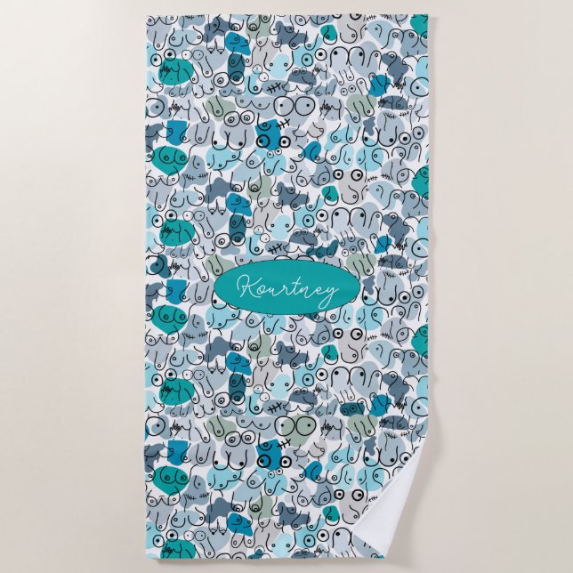 Toalha De Praia seio pastel azul (Frente)