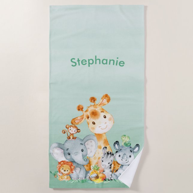 Toalha De Praia Selva de Cute Safari Cáutara (Frente)