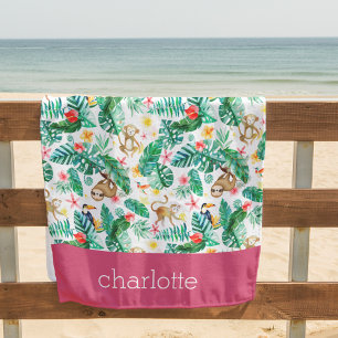Toalha De Praia Selva Tropical Colorida Personalizada