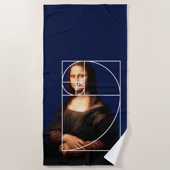 Toalha De Praia Sequência Fibonacci Leonardo da Vinci Mona Lisa (Frente)
