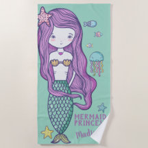 Sereia de Cabelo Rosa e Amigos do Oceano Personali