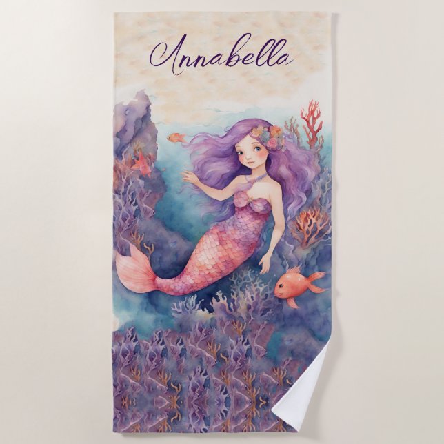 Toalha De Praia Sereia Personalizada (Frente)